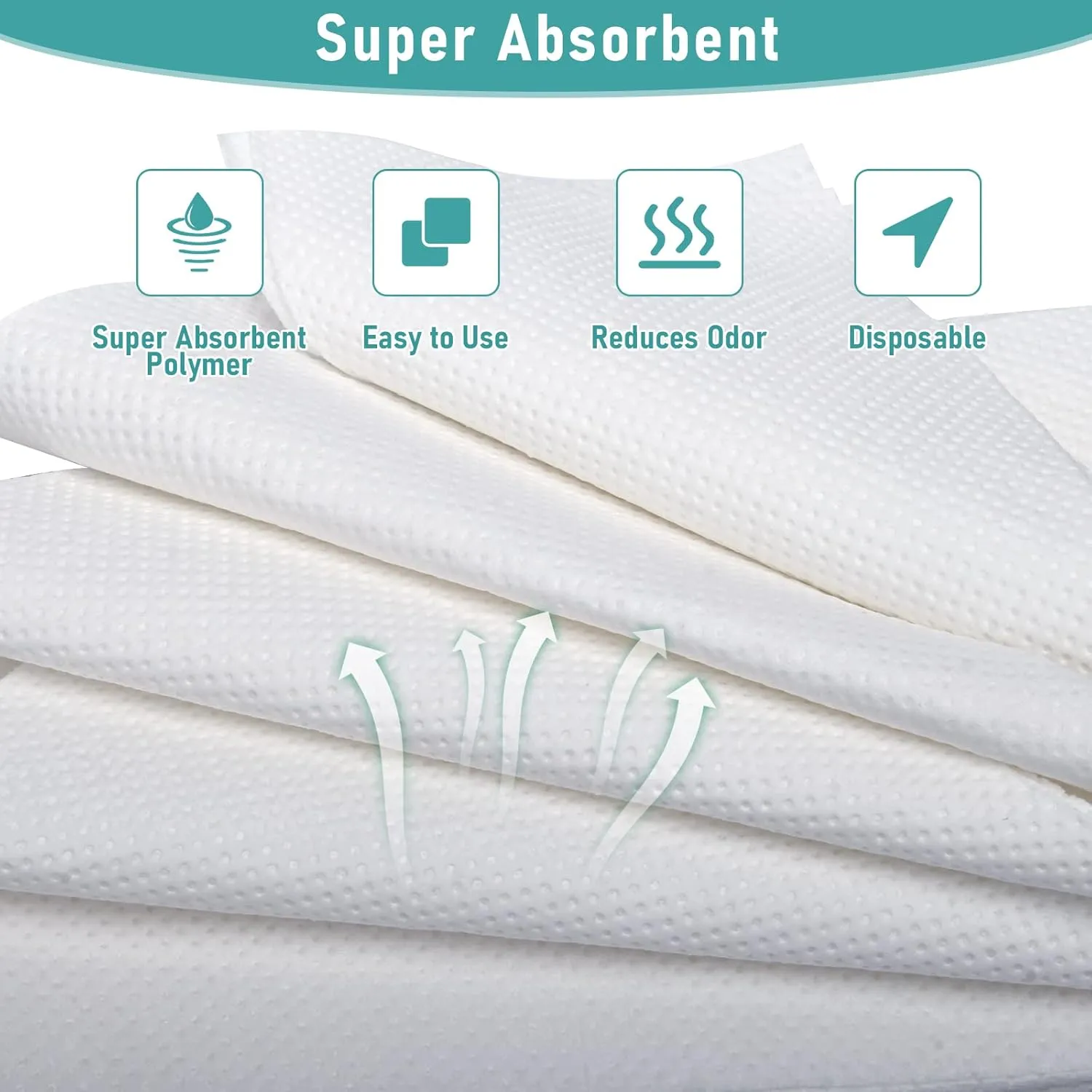 100 Count Super Absorbent Commode Pads, AHIER Disposable Bedside Absorbent Pad for Commode Liners, for Bedside Commode Liners, Adult Commode Chair, Portable Toilet Bag