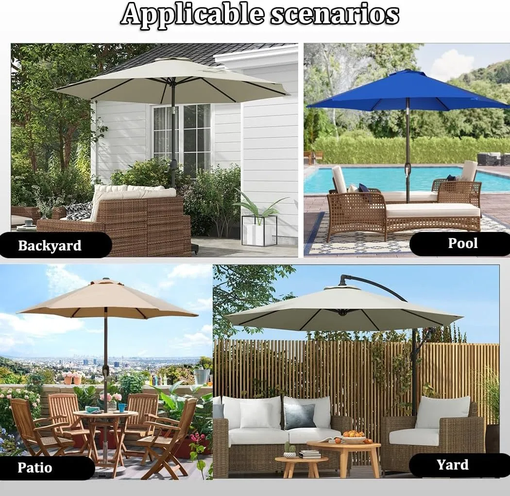 11.5FT Outdoor Market Umbrella Replacement Canopy for 6/8-Rib, Replacement Parasol Fabric Cover for Garden, Deck, Backyard, Pool and Beach(Wine red,8.8ft (270cm)/8 Ribs)