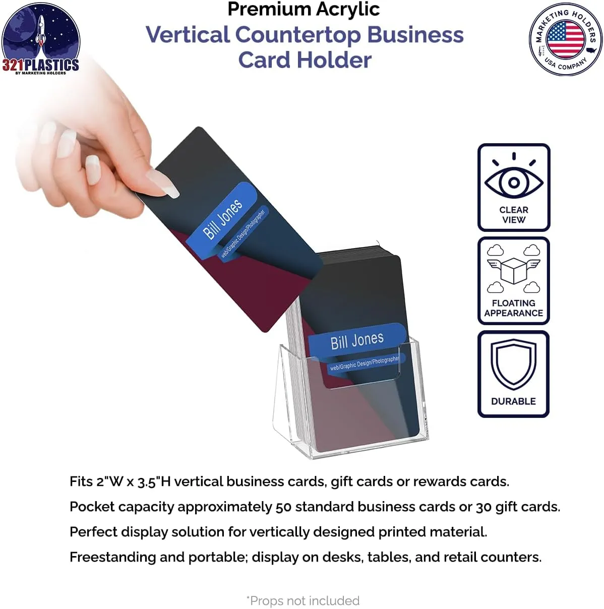 12 Pack Vertical Business Card Holder Desktop Display for 2" x 3.5" Appointment Reminder and Contact Cards at Medical and Dental Offices Lightweight Clear Acrylic Stand by Marketing Holders