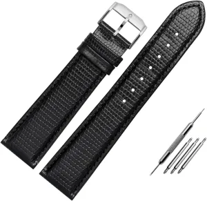 15mm 21mm Black Lizard Pattern Genuine Lea/ther Watchband Compatible With Movado 0607194 606088 Watch Strap Simple Stylish Wristwatches Band