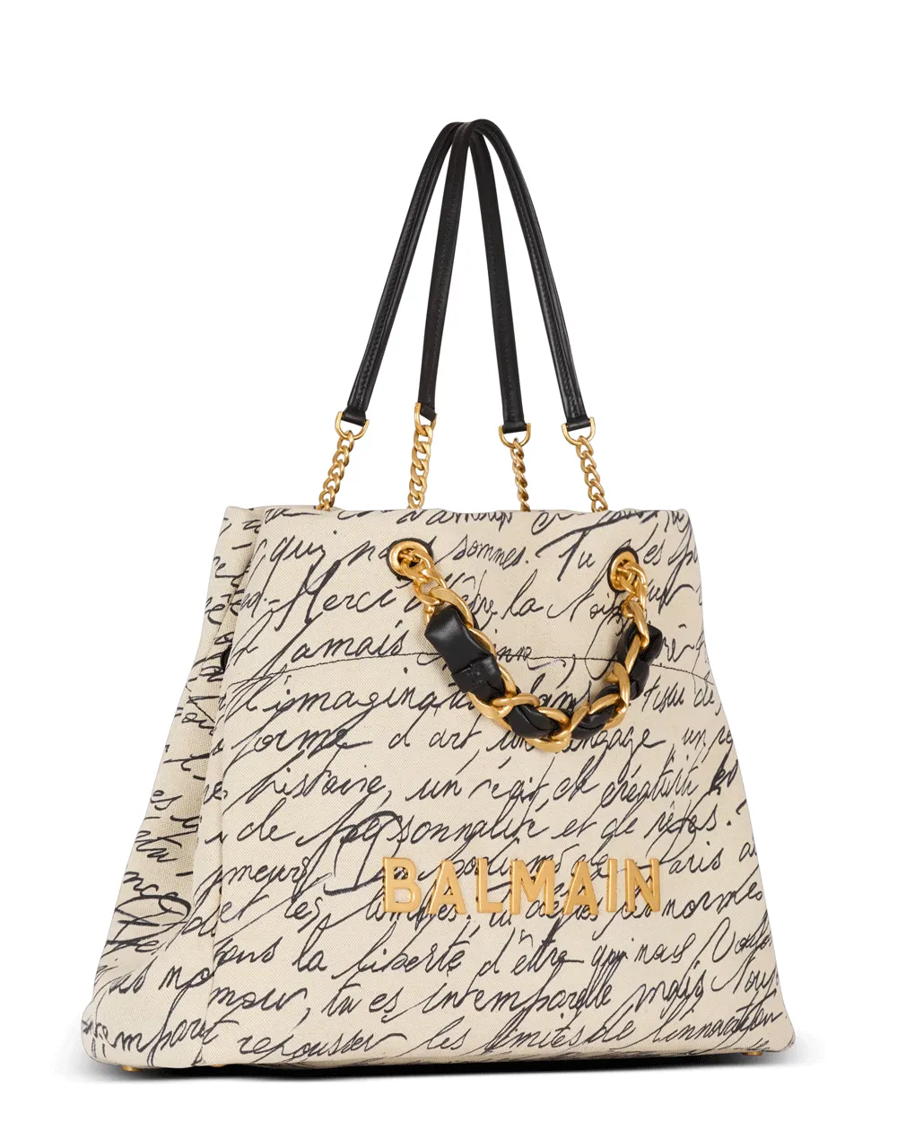 1945 Soft XXL Lover Letter Canvas Tote in Nature and Noir