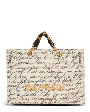 1945 Soft XXL Lover Letter Canvas Tote in Nature and Noir