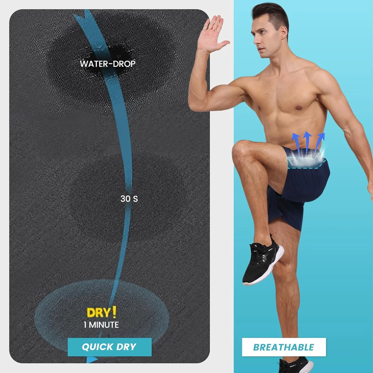 2 Pack Men's Gym Workout Shorts - 5'' Quick Dry Athletic Running Shorts for Casual Basketball with Zipper Pockets