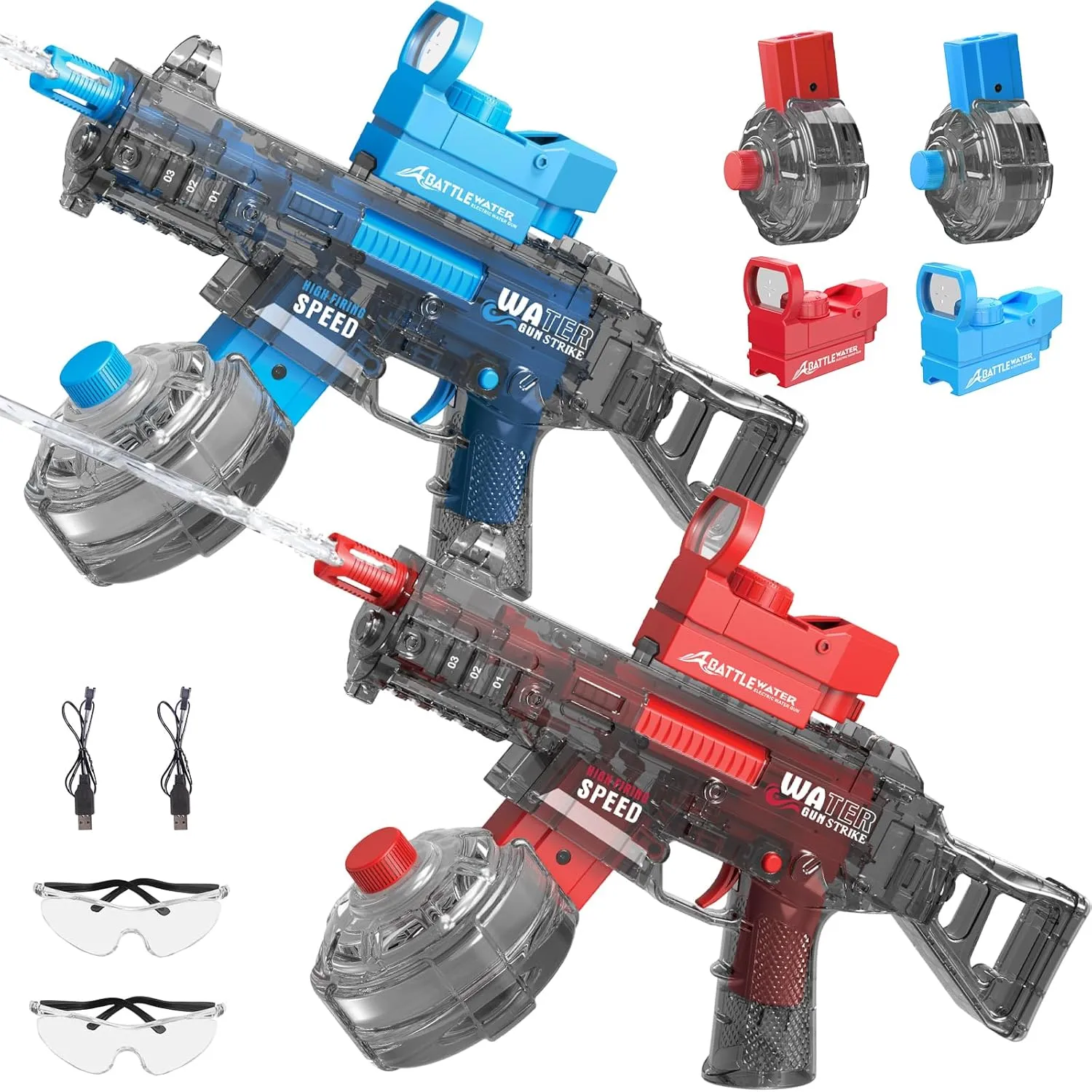 2 Packs Electric Water Guns for Adult, 32-36 FT Long Range Super Power Automatic Squirt Water Gun, 500CC  High Capacity Water Tank, Ideal Summer Gifts for Outdoor Water Fighting Toys for Boys Girls