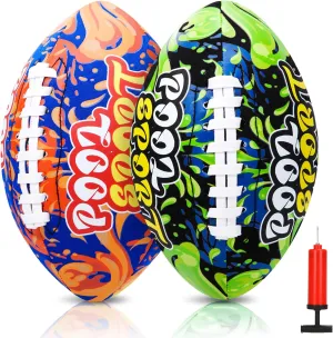 2 Pieces Water Football for Kids 9 Inch Swimming Pool Waterproof Outdoor Beach Football Pool Game for Kids Teens Adults(Dark Blue, Orange)