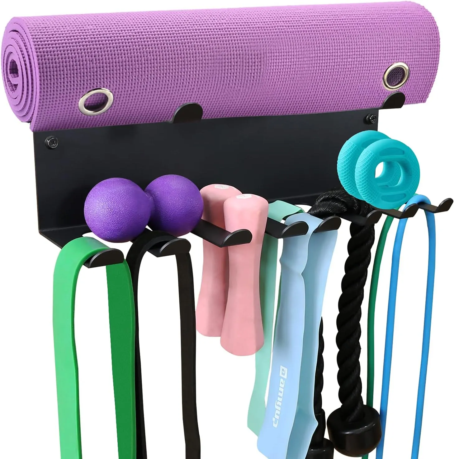 2 Tier Multi-Purpose Heavy Duty Storage Rack for Resistance Bands, Straps, Jump Ropes, Foam Rollers, Chains, Weight Belts, Tools