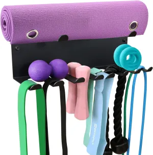 2 Tier Multi-Purpose Heavy Duty Storage Rack for Resistance Bands, Straps, Jump Ropes, Foam Rollers, Chains, Weight Belts, Tools