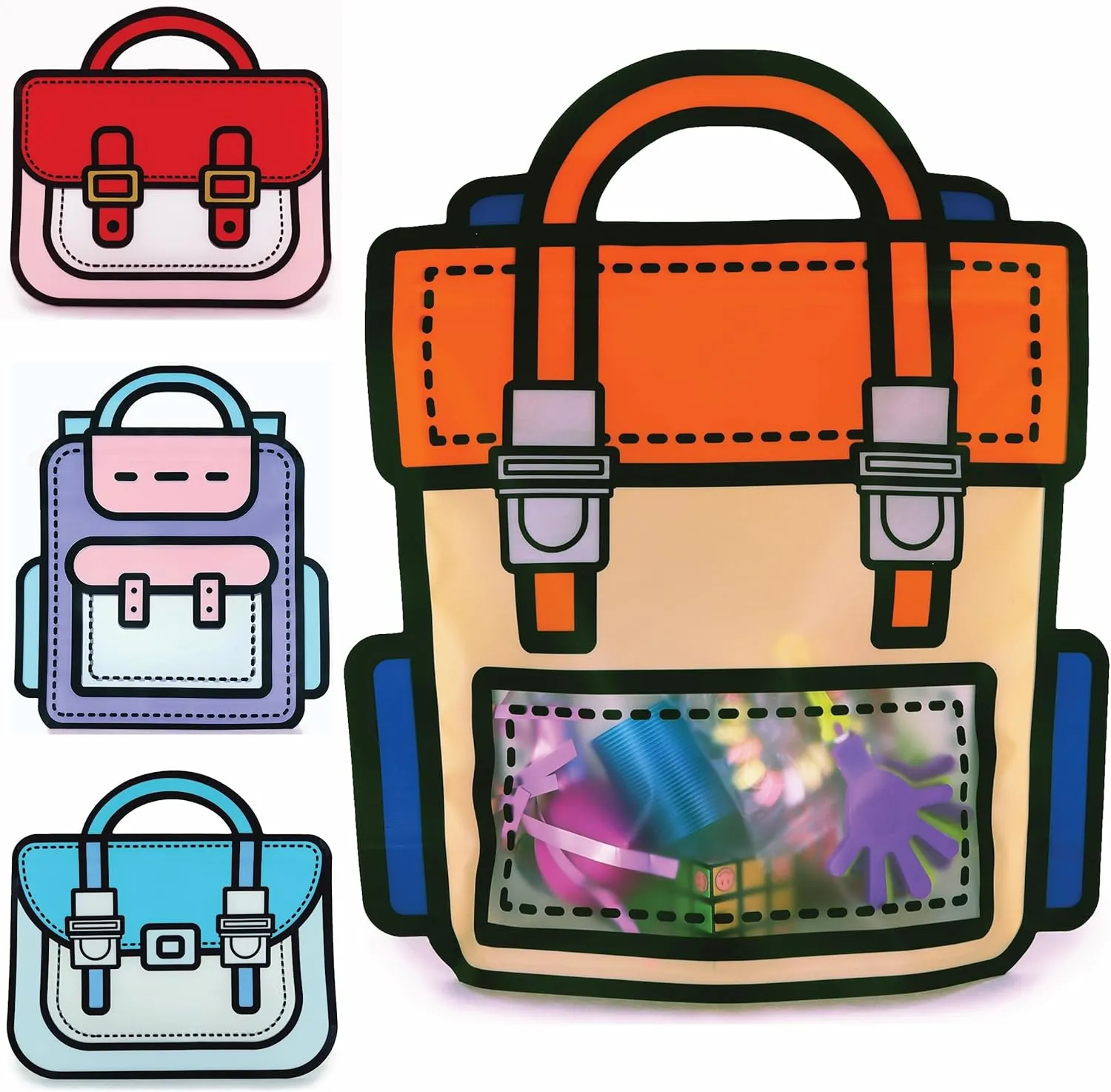 20 Pack Gift Bags for Kids Birthday Party Supplies - Bulk Goodie Bag for Candy, Snacks, or Favors with Resealable Ziplock Seal (Orange/Small)