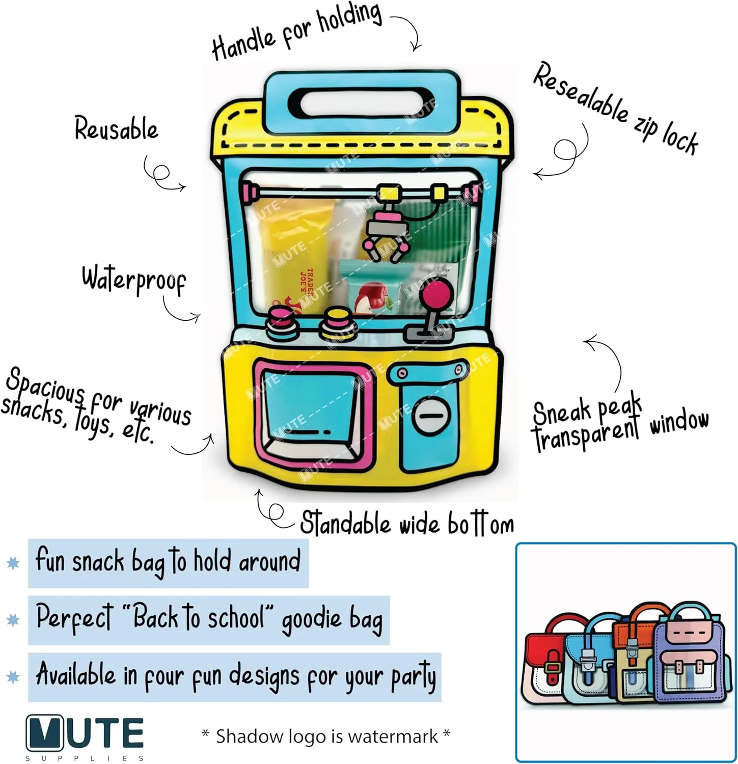 20 Pack Gift Bags for Kids Birthday Party Supplies - Bulk Goodie Bag for Candy, Snacks, or Favors with Resealable Ziplock Seal (Yellow/Small)