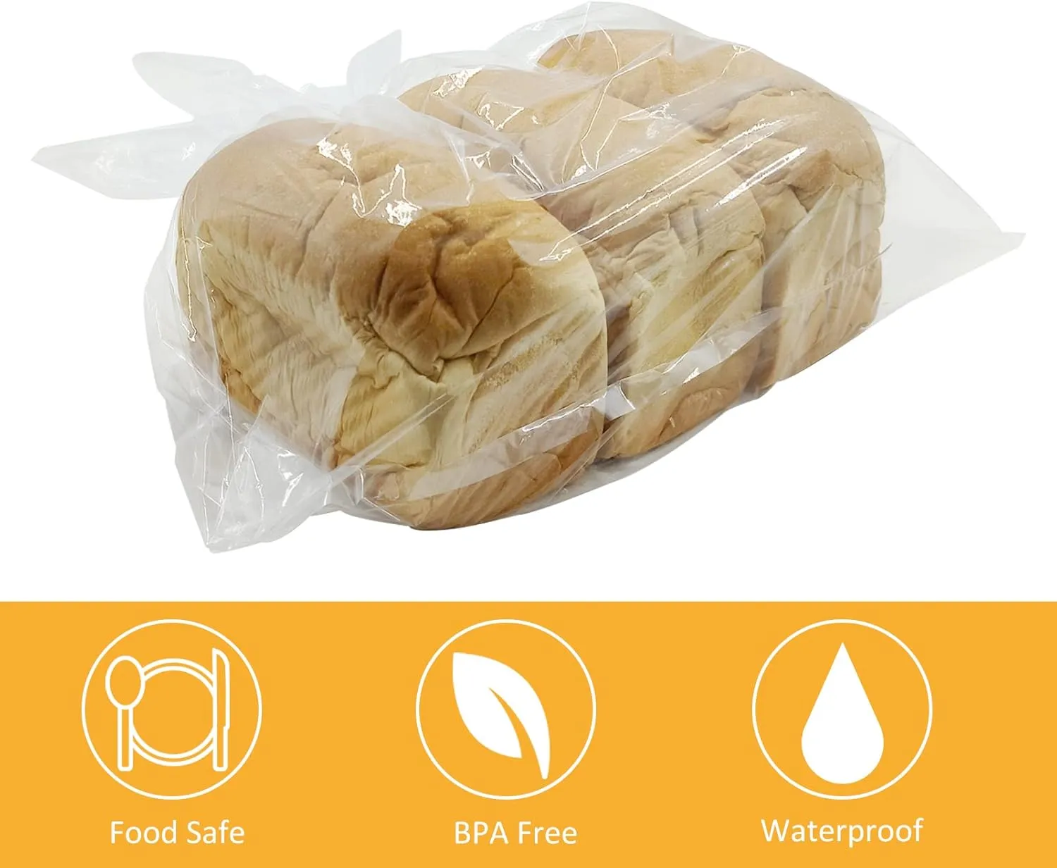 200 Pack 18 x 24 Inch Plastic Produce Bags Bread Loaf Bags Clear Plastic Flat Poly Bags with Twist Ties for Food, Bread, Dough, Clothes Packaging, Storage, Gift Bag(1 Mil)