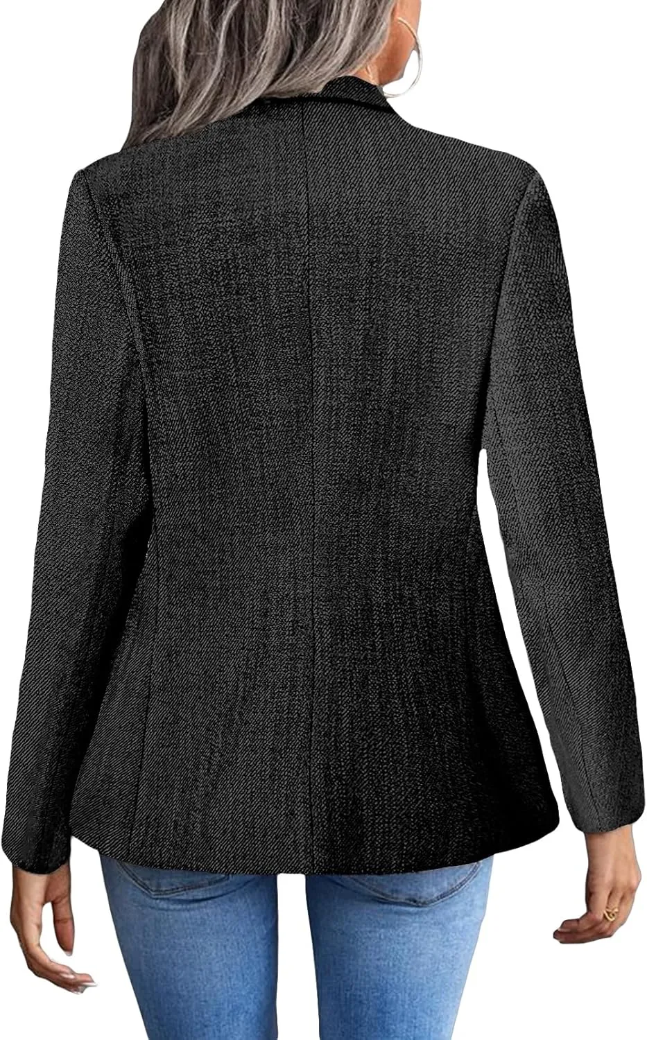 2025 Women's Spring Tweed Blazer Jacket Plaid Fully-Lined Fashion Business Casual Lapel Elegant Coat with Pockets