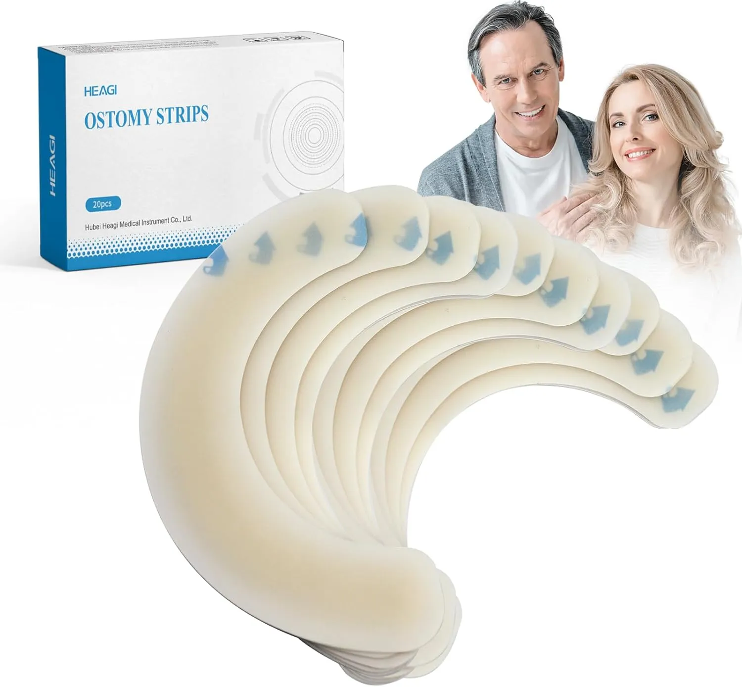 20PCS Ostomy Barrier Strips, Skin-Friendly Hydrocolloid Skin Barrier Strips, Elastic Barrier Strips for Ostomy Bag Ostomy Colostomy Ileostomy Supplies