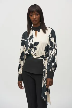 244942 Satin and Georgette Floral Print Top