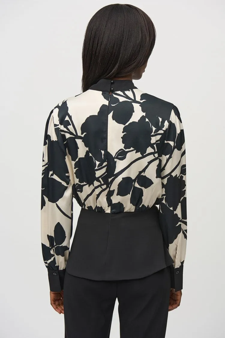 244942 Satin and Georgette Floral Print Top