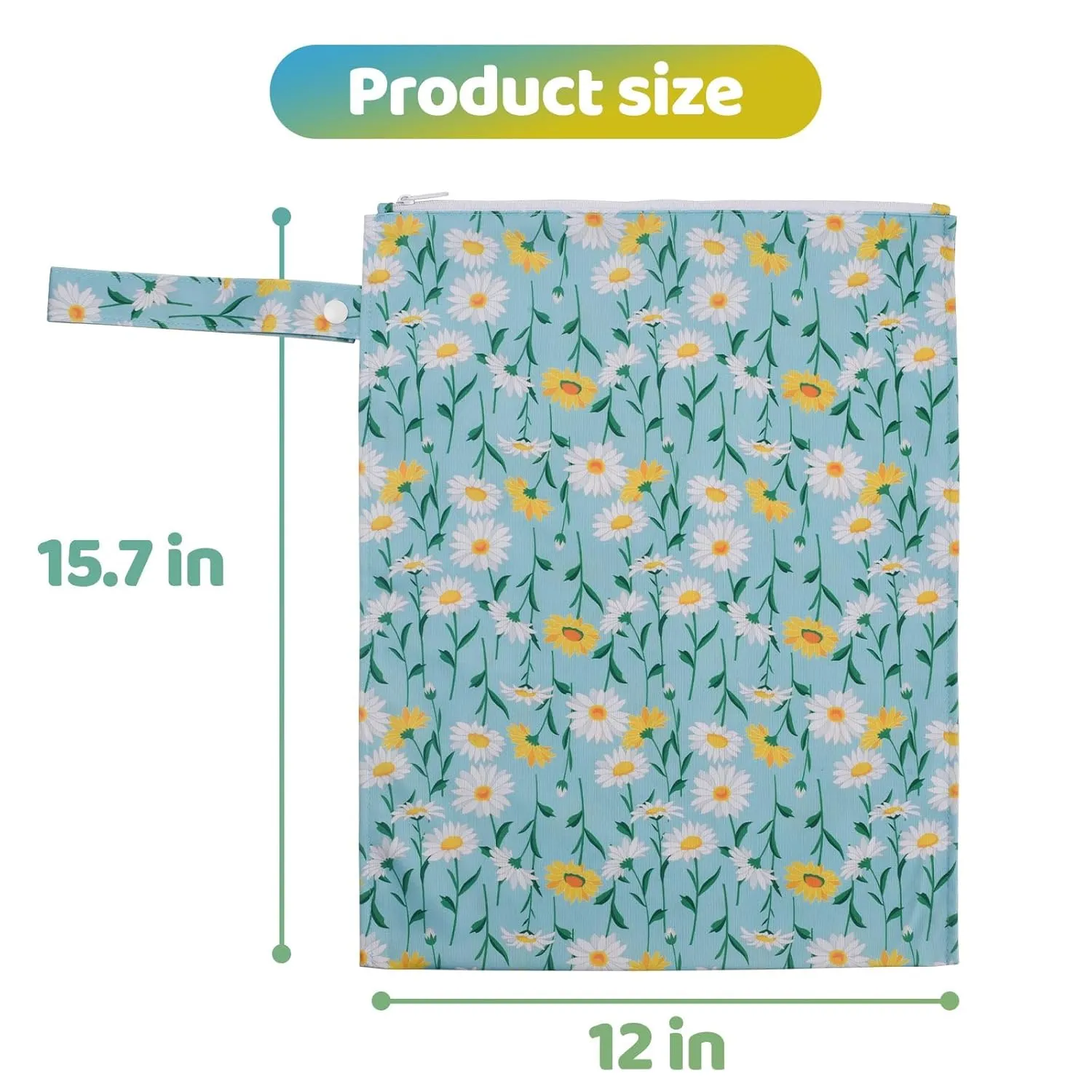 2PCS Waterproof Wet Bags for Baby Cloth Diaper,Reusable Travel Bags,Pump Parts,Beach,Pool,Gym Bag for Swimsuits&Wet Cloth Leak-proof Lightweight-Sunflower