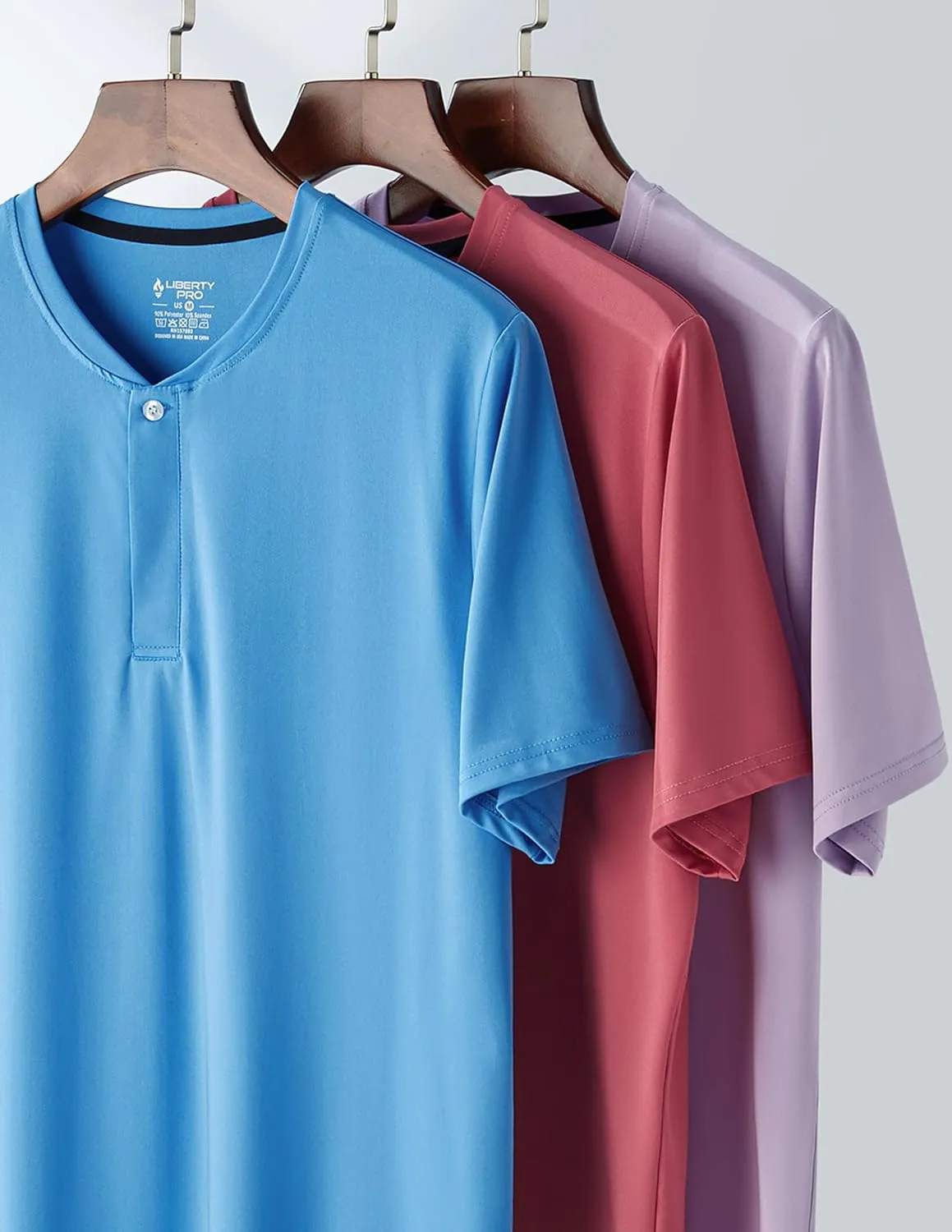3 Pack: Mens Polo Shirts, Business Casual Golf Henley Work Shirts for Men, Collarless Short Sleeve Stylish Athletic Tshirts