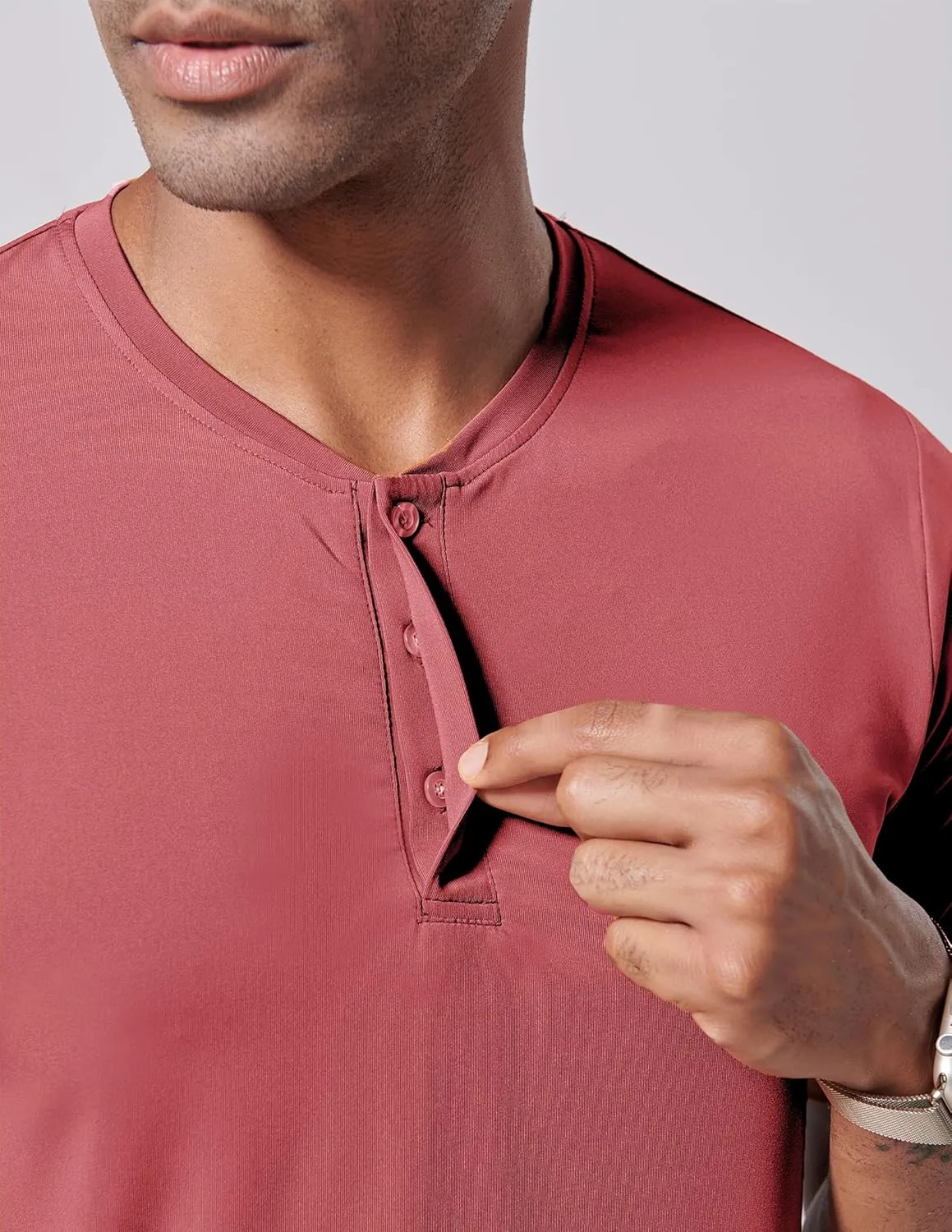 3 Pack: Mens Polo Shirts, Business Casual Golf Henley Work Shirts for Men, Collarless Short Sleeve Stylish Athletic Tshirts