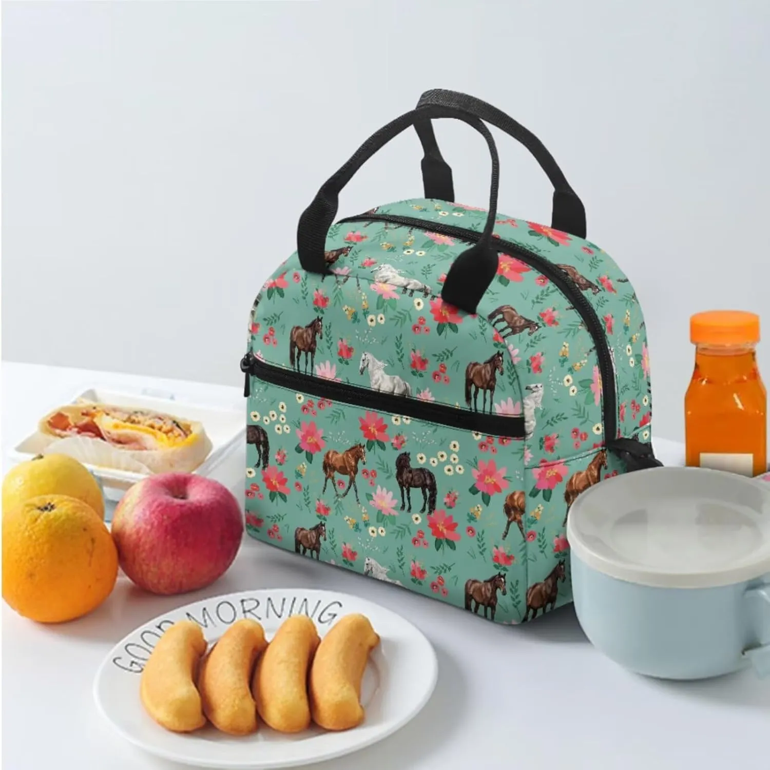 3 Piece Horse Backpack with Lunch Box for 3rd Grade Girls Ages 8-9 Spacious School Bag Grade 3 Lightweight Bookbag and Lunch Bag Combo Ergonomic