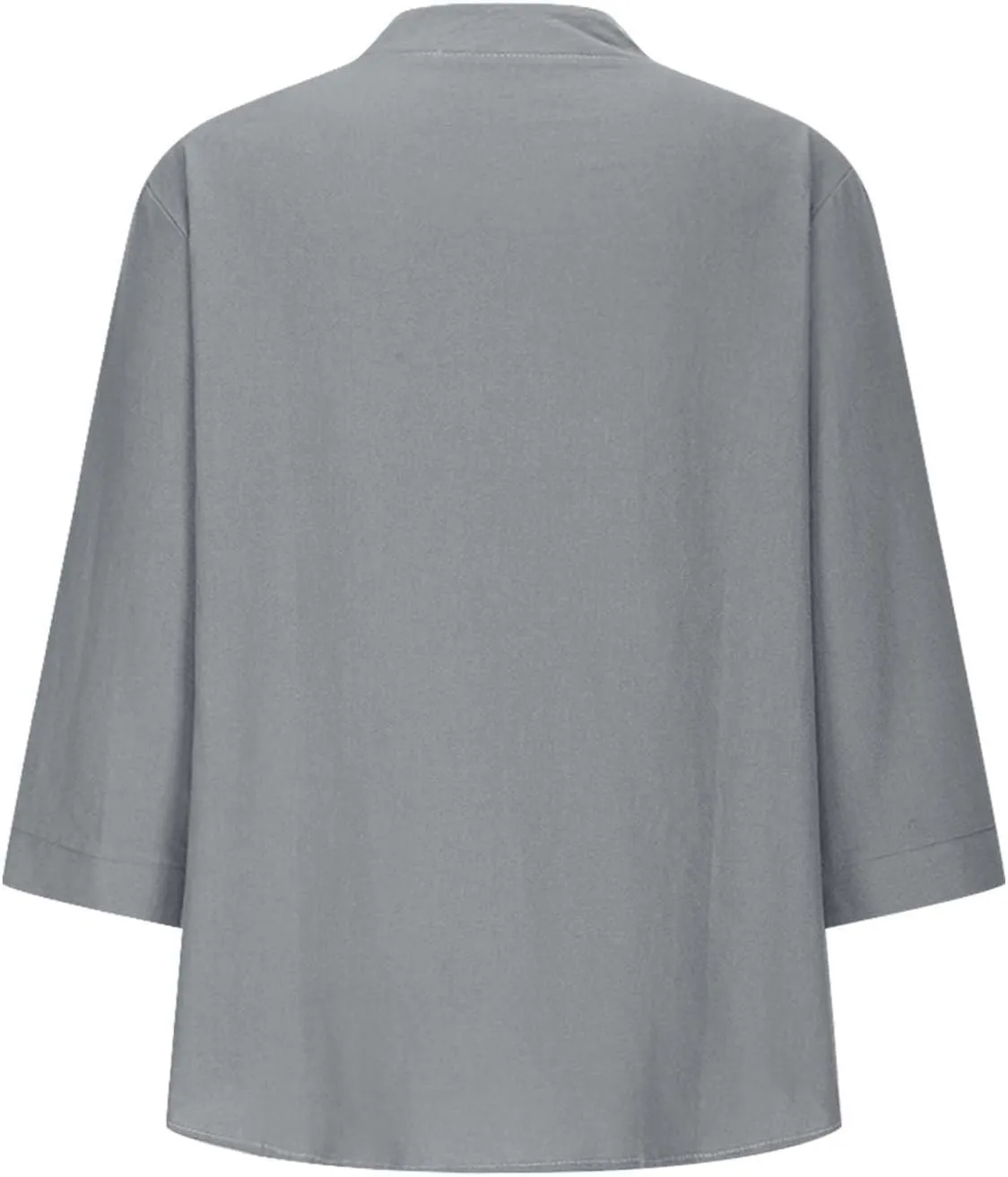 3/4 Sleeve Linen Tops for Women 2025 Button Down V Neck Loose Fit Henley Shirts Cute Solid Summer Beach Tees Shirt