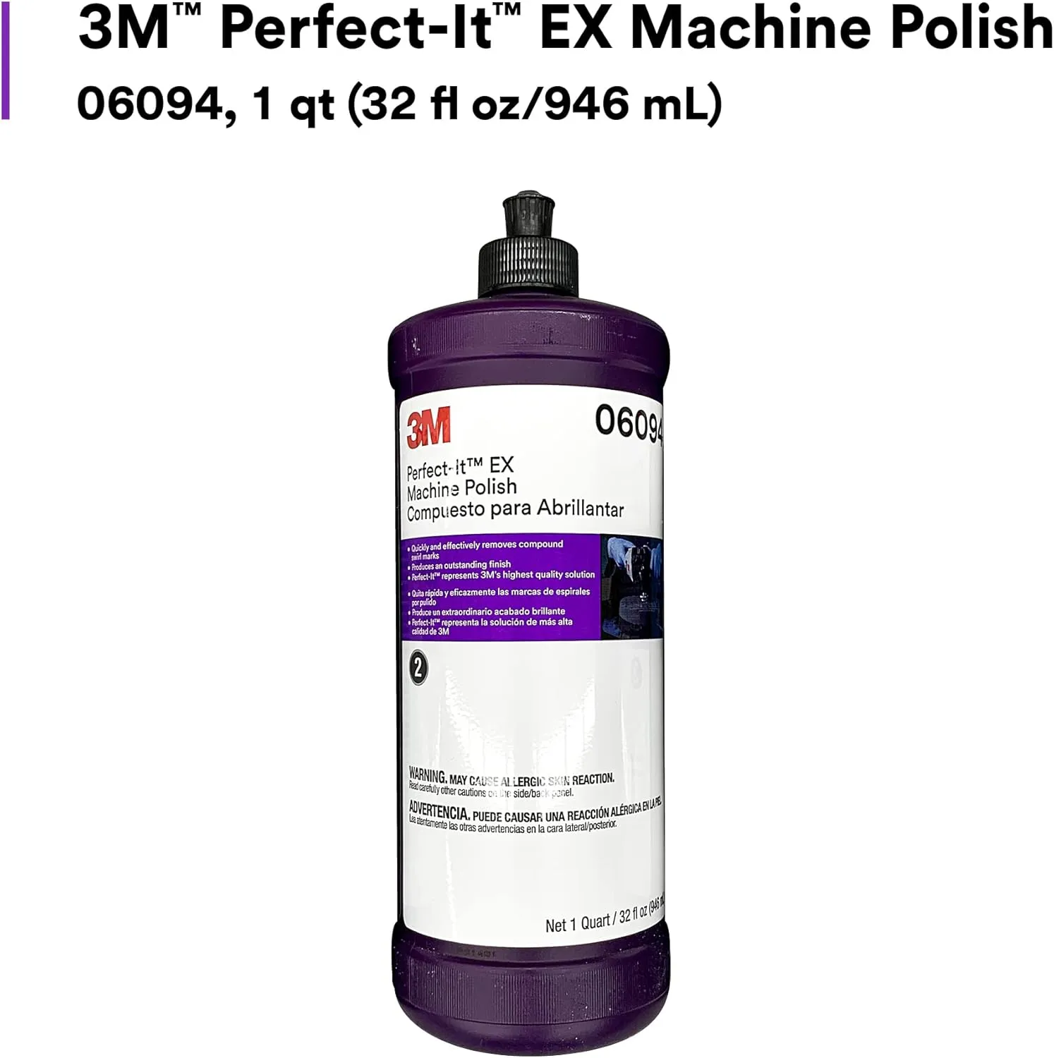3M Perfect-It EX Machine Polish, 06094, High Performing, 1 qt (32 fl oz/946 mL)
