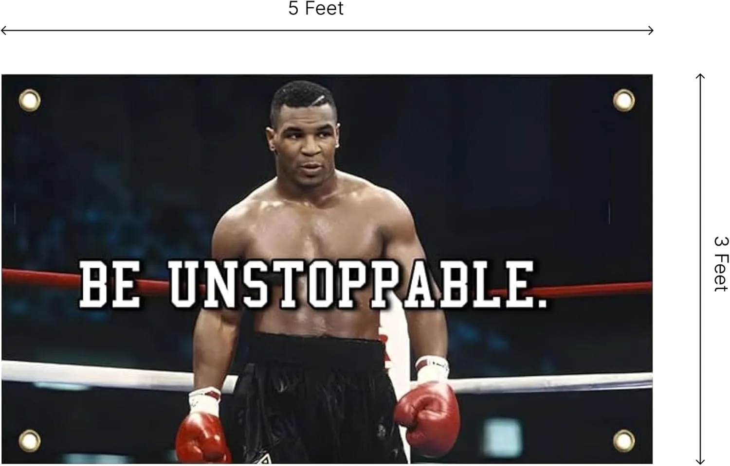 3x5 Ft Tyson Be Unstoppable Polyester Single Sided Flag with 4 Grommets - Motiv Gym Inspire Your Workout with Banner - Perfect Fitnes Wall Decor for Gym - Stay Motivated with Cool Motivation Art