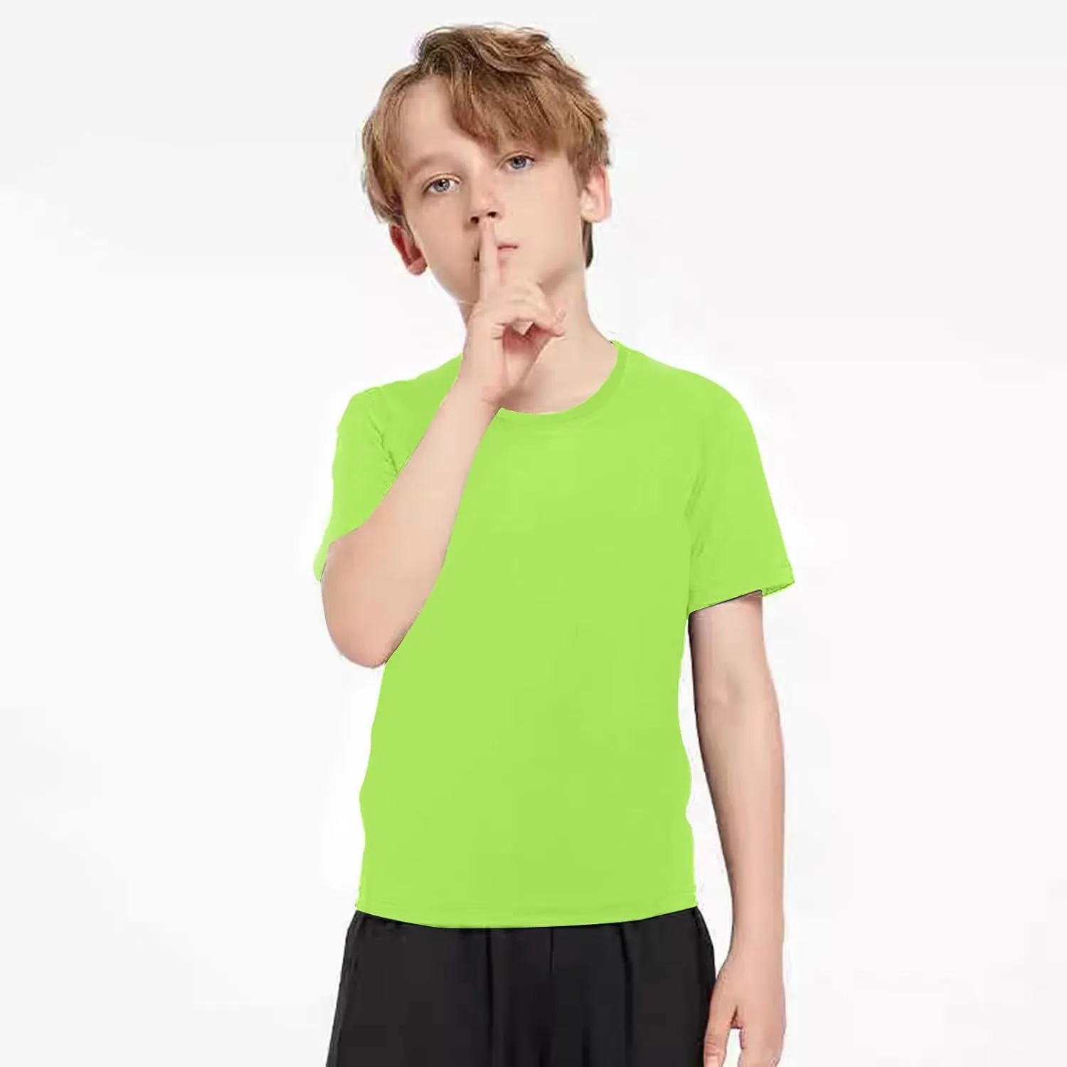 5 Pack Boys/Kids/Teens Quick Dry Shirts Mesh Moisture Wicking Active Athletic Performance T-Shirts(Age 4-18Y)