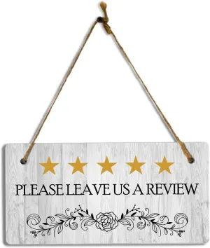 5 Stars Please Leave Us A Review 5x10 Hanging Plus Wall or Door Sign | Business Décor