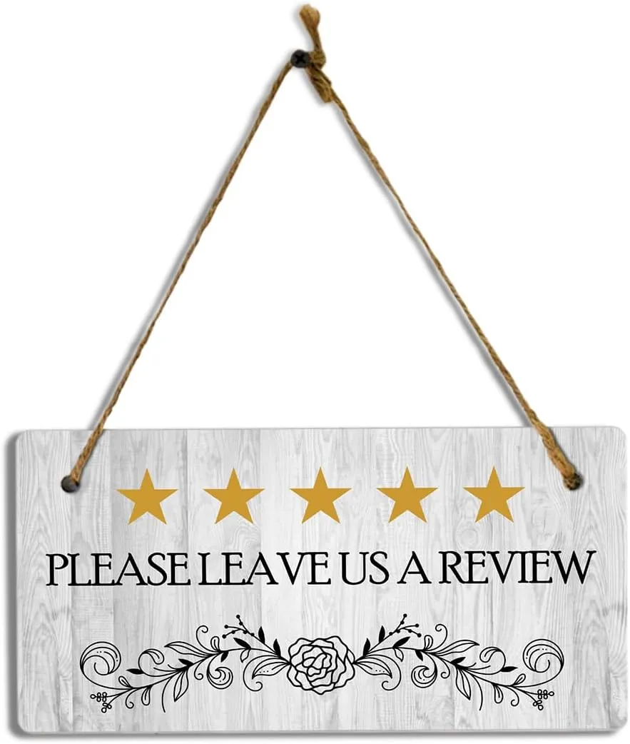 5 Stars Please Leave Us A Review 5x10 Hanging Plus Wall or Door Sign | Business Décor