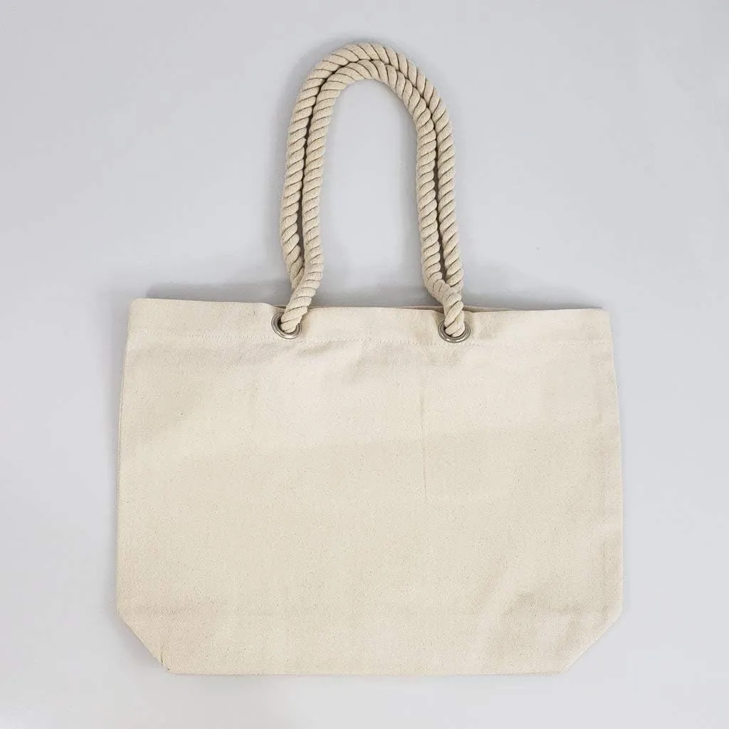 6-Pack Canvas Tote Bags with Rope Handles - Medium & Large Sizes