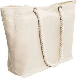 6-Pack Canvas Tote Bags with Rope Handles - Medium & Large Sizes