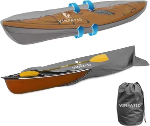 600D Kayak Cover 10 FT, Upgraded Full Coverage Waterproof Canoe Storage Bag with Zipper, Heavy-Duty UV Protection & Dust Resistant for Fishing Boats & Paddle Boards