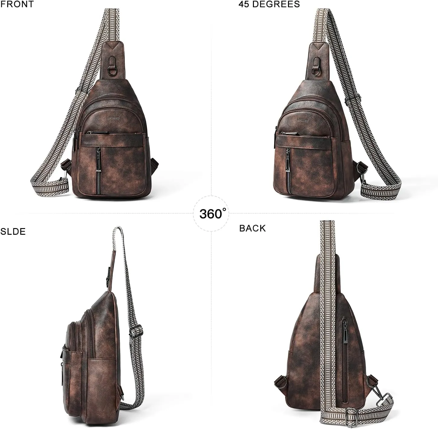 7L Sling Bag For Women Men Backpack Fanny Pack Crossbody Chest Travel Shoulder Belt Bags Purse Handbag PU Leather