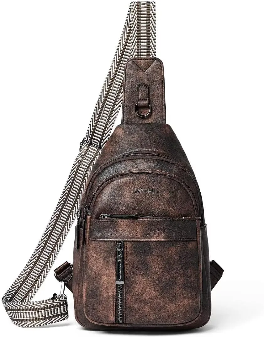7L Sling Bag For Women Men Backpack Fanny Pack Crossbody Chest Travel Shoulder Belt Bags Purse Handbag PU Leather