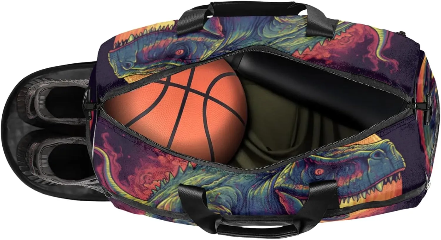Abstract Gym Bag for Men- 43L large Duffle Bag for Travel, Dinosaur Pattern Travel Bag with Shoe Compartment-Personal Item Travel Bag Weekender Bags for Women