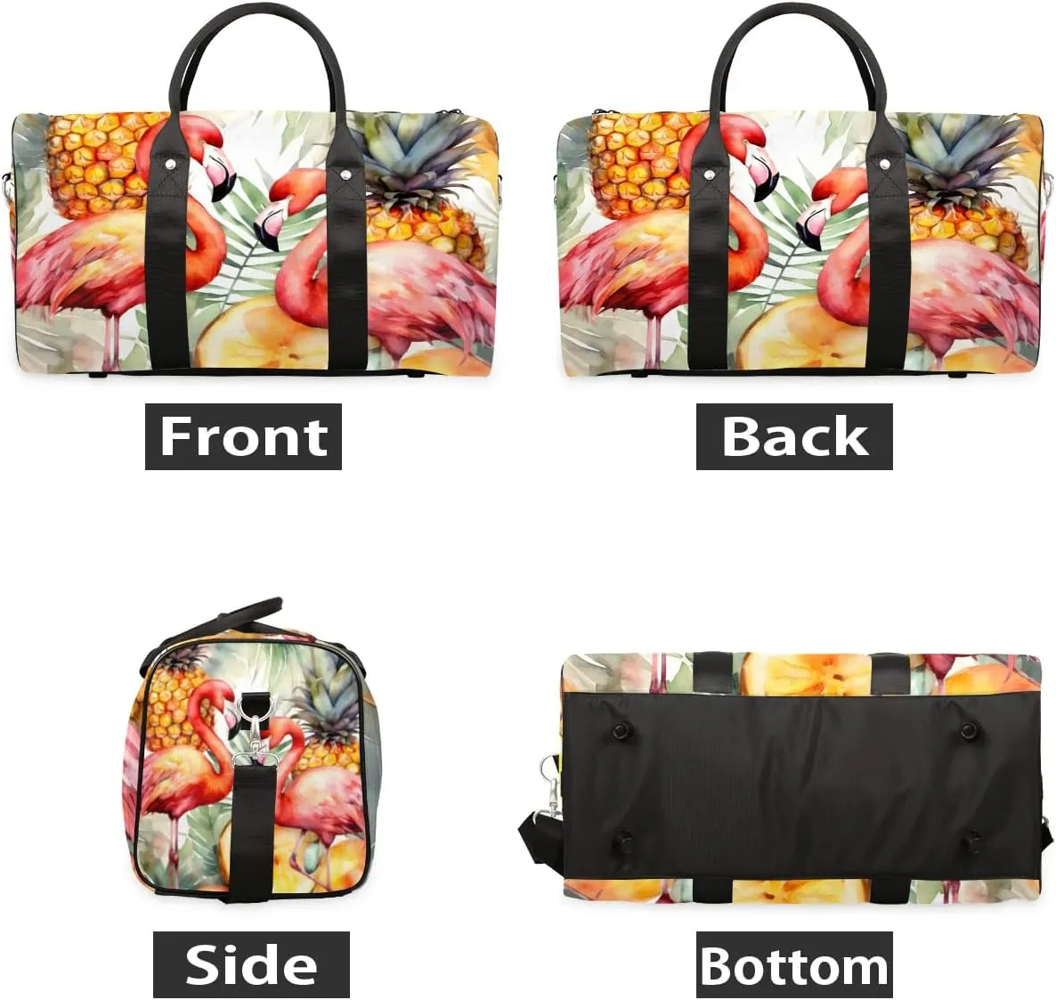 Abstract Print Flamingo Travel Duffel Bag for Women Men Waterproof Foldable Overnight Weekender Bag Large Capacity Sports Gym Bag