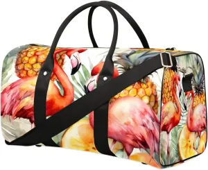Abstract Print Flamingo Travel Duffel Bag for Women Men Waterproof Foldable Overnight Weekender Bag Large Capacity Sports Gym Bag