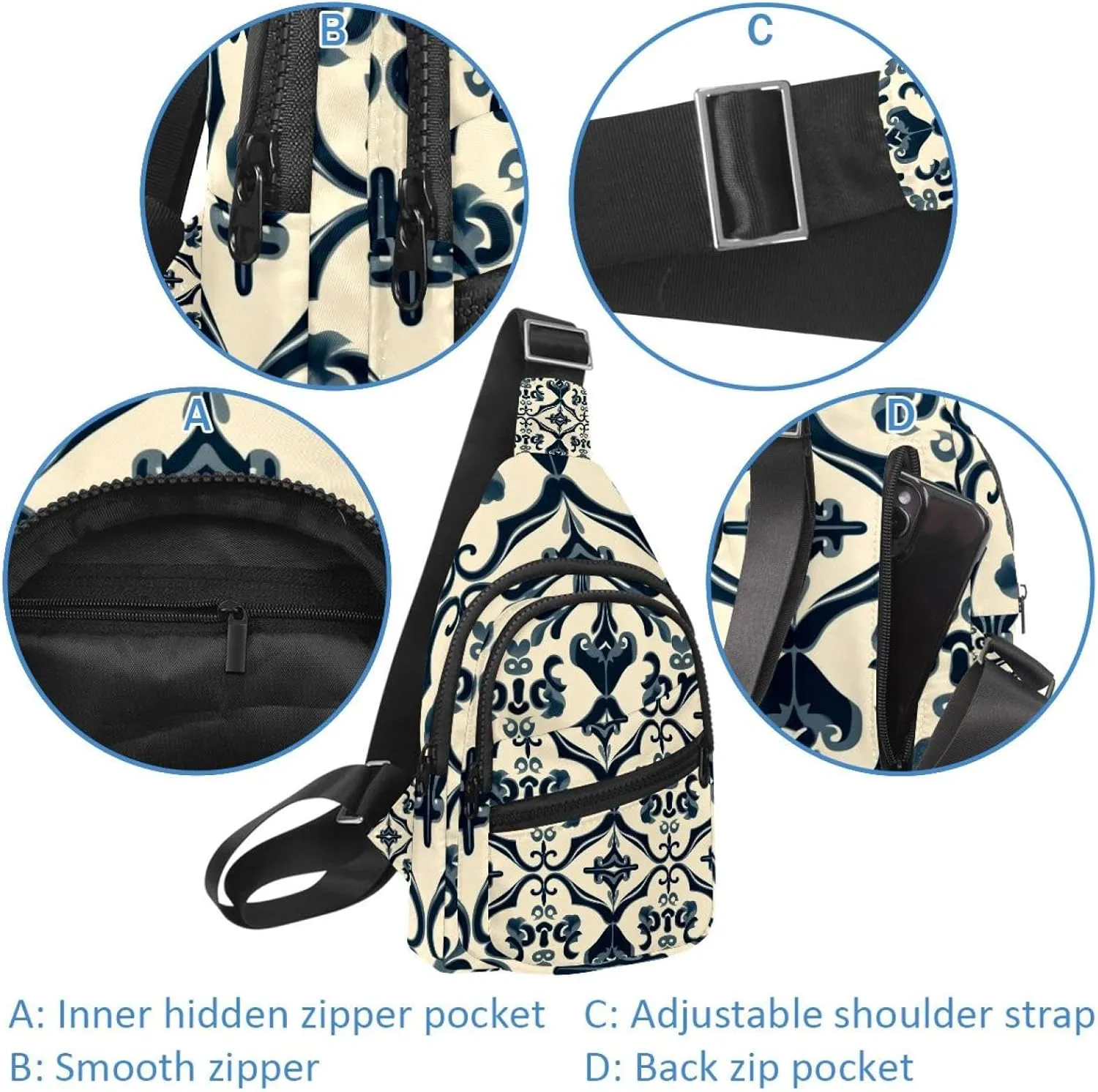 _abstract seamless ornament pattern (3) Sling Side, Crossbody Backpack