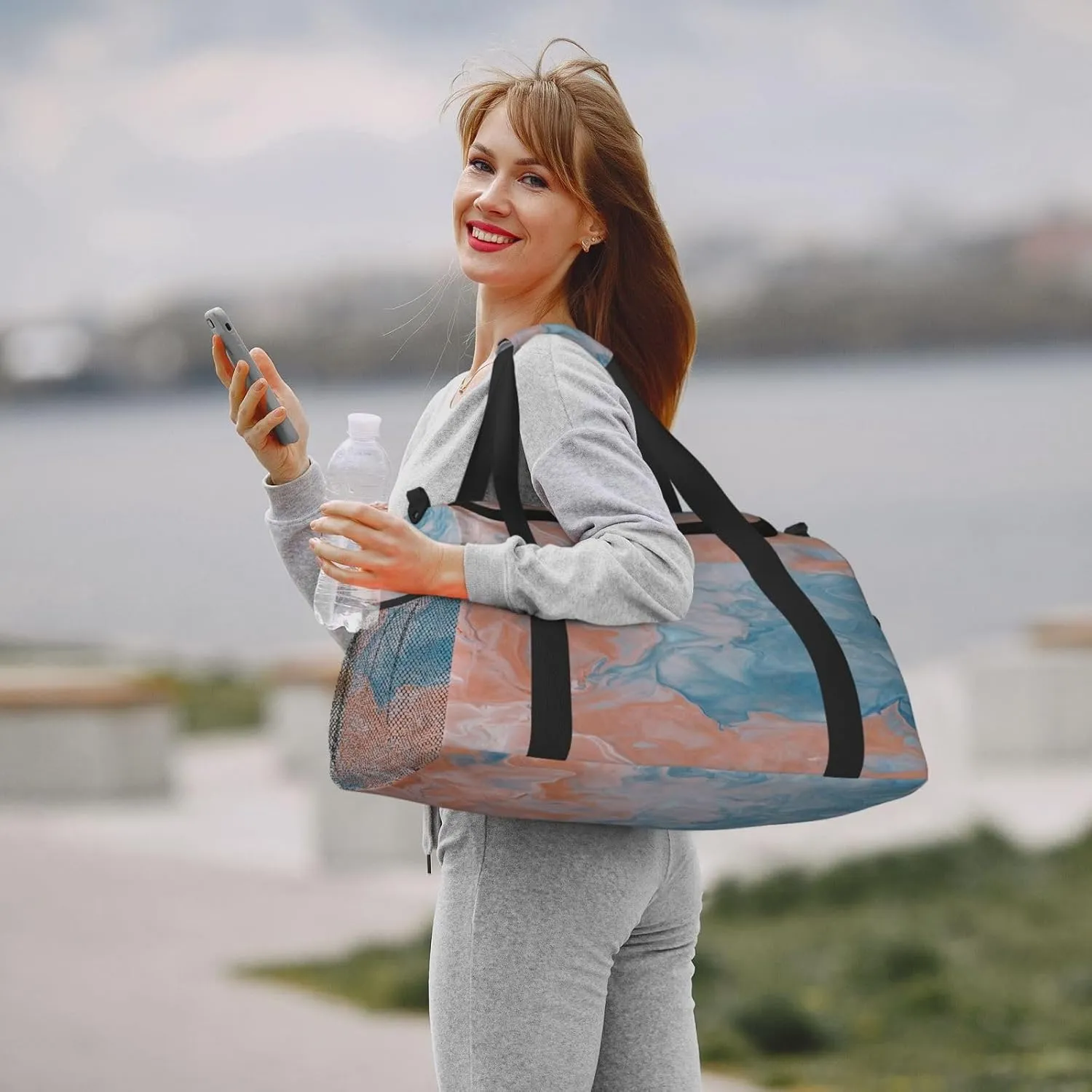 Acrylic Paint Travel Duffel Bag Large Foldable Waterproof Overnight Bag For Beach Swim Bags Pool Sports Gym
