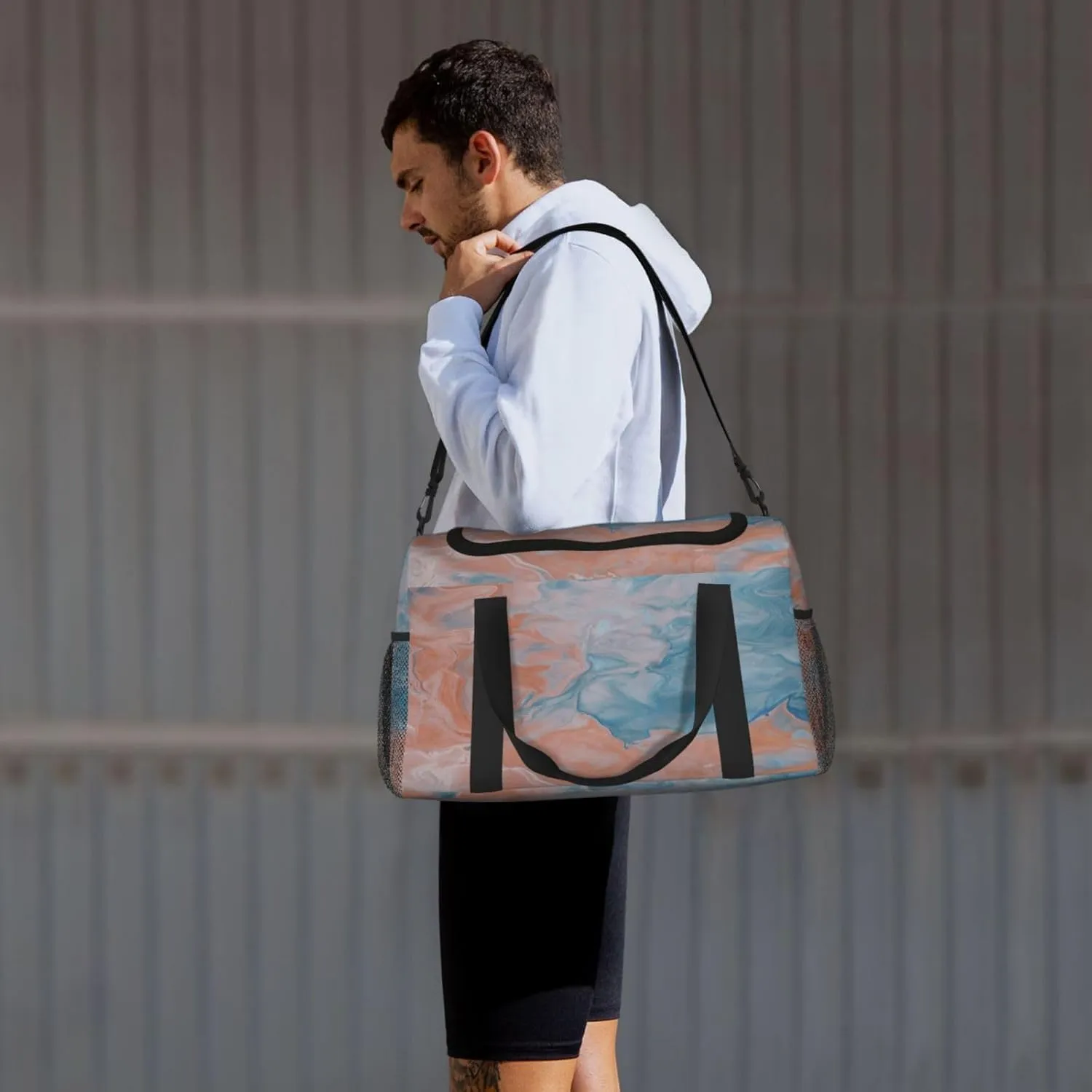 Acrylic Paint Travel Duffel Bag Large Foldable Waterproof Overnight Bag For Beach Swim Bags Pool Sports Gym