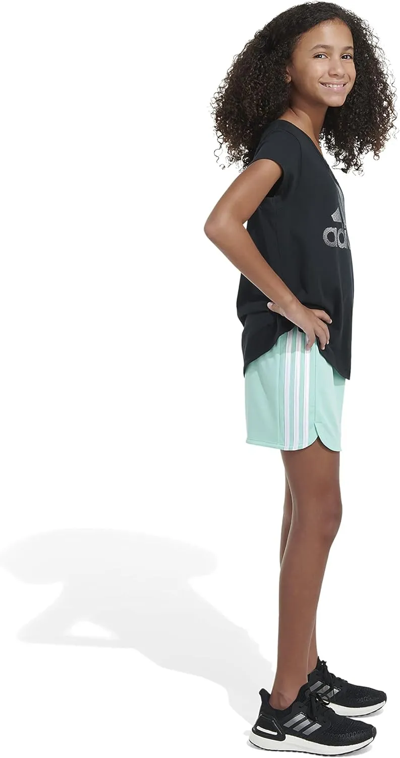 adidas Girls' Big Aeroready 3-Stripe Pacer Mesh Short
