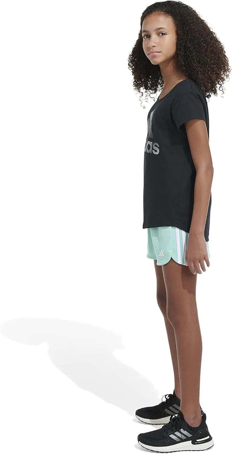 adidas Girls' Big Aeroready 3-Stripe Pacer Mesh Short