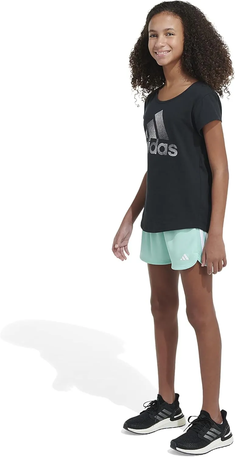 adidas Girls' Big Aeroready 3-Stripe Pacer Mesh Short