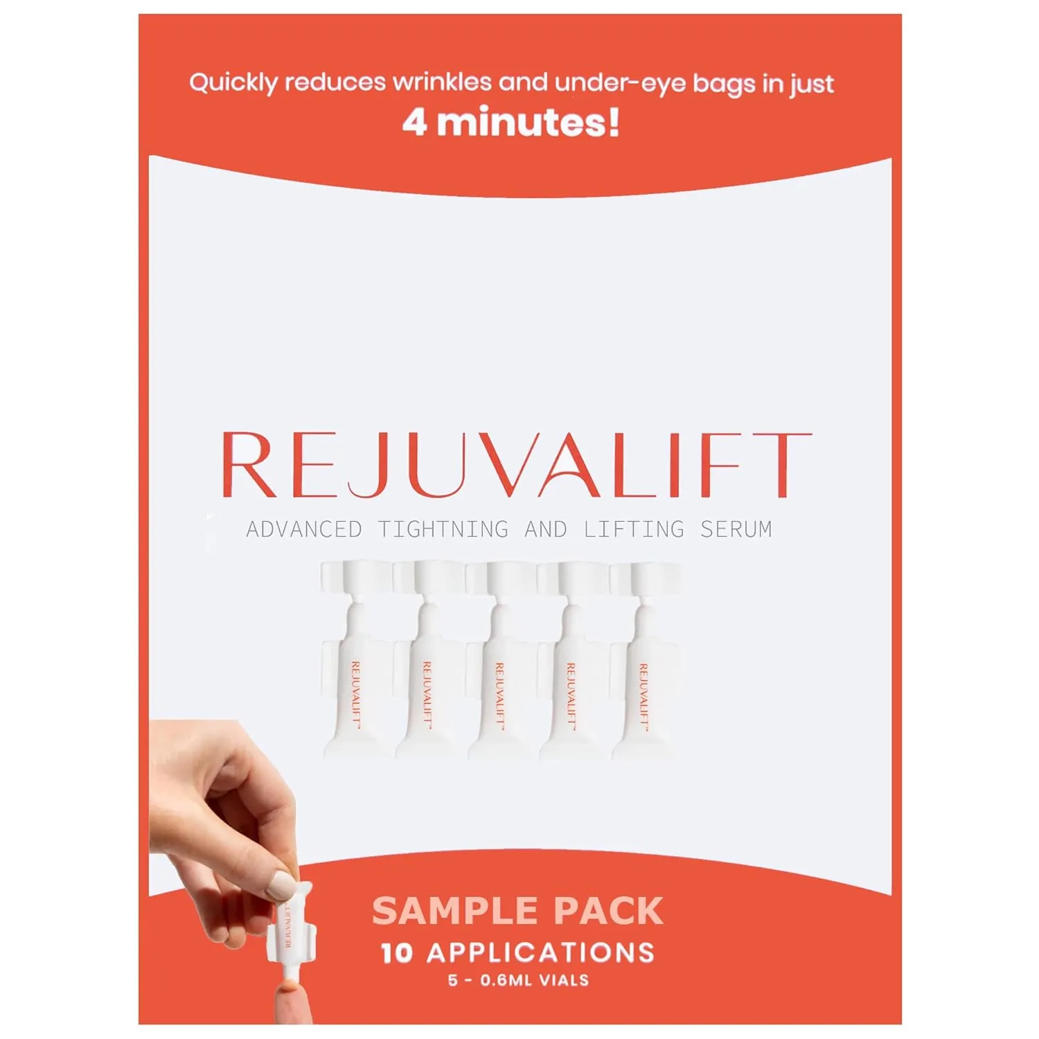Advanced Formula Visibly Reduces Under-Eye Bags, Dark Circles, Fine Lines, and Wrinkles in less than 4 Minutes, Sample Pack (5 Vials - 10 Applications)