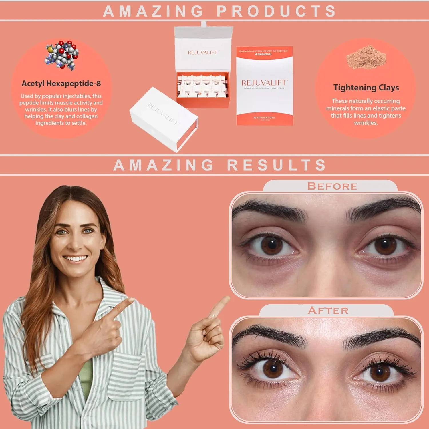 Advanced Formula Visibly Reduces Under-Eye Bags, Dark Circles, Fine Lines, and Wrinkles in less than 4 Minutes, Sample Pack (5 Vials - 10 Applications)