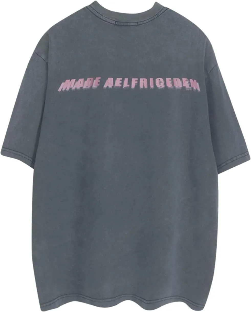 Aelfric Eden Mens Vintage Graphic Tees Y2K Irregular Butterfly Printed Tee Oversized Streetwear Casual T-Shirt