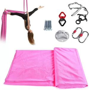 Aerial Silk Yoga Swing Hammock Flip Anti Gravity Alloy Hook and Loop Set 2.8x2.8M Entry Kit Nylon Fabric can support 400kg Sling,Suitable for All Skill Levels of High-altitude Work Equipment