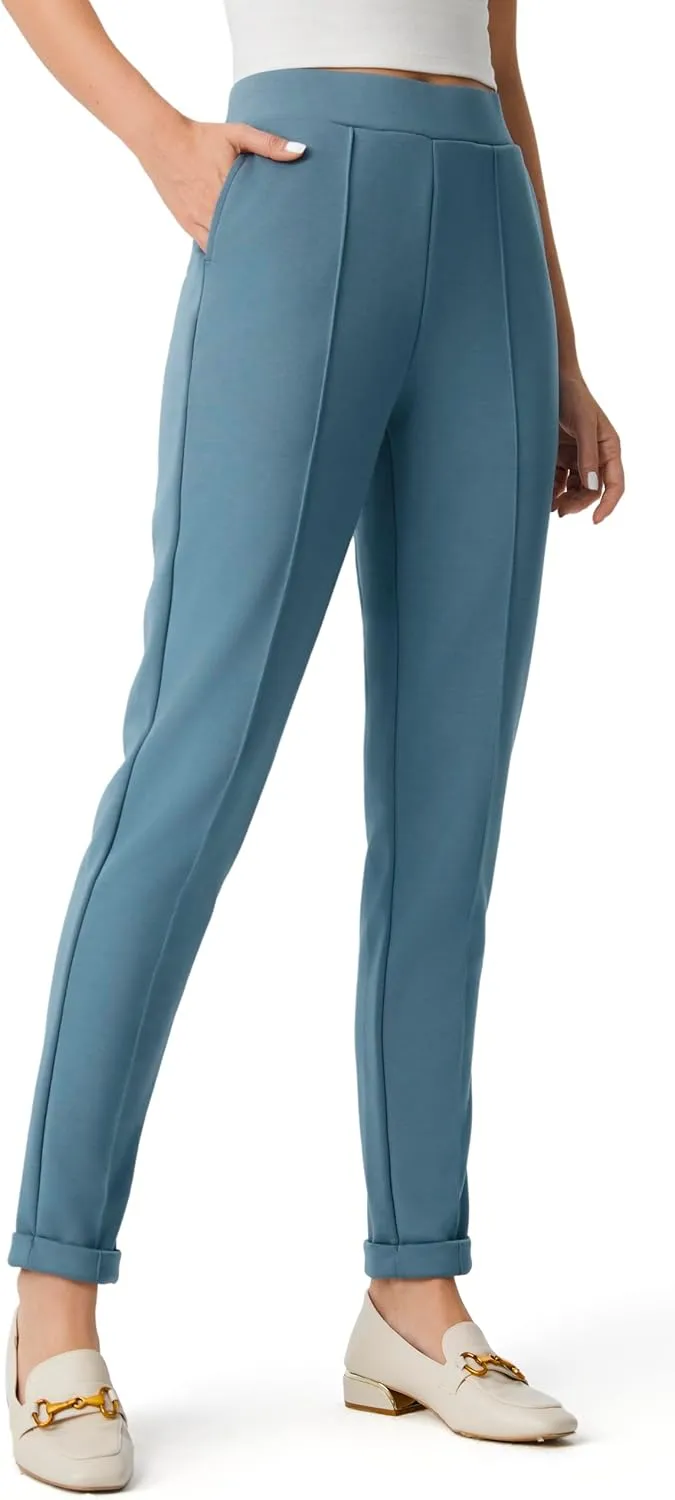 AFITNE Women’s High Waisted Dress Casual Pants Stretchy Pull On Work Business Slacks Comfy Office Trousers with Pockets