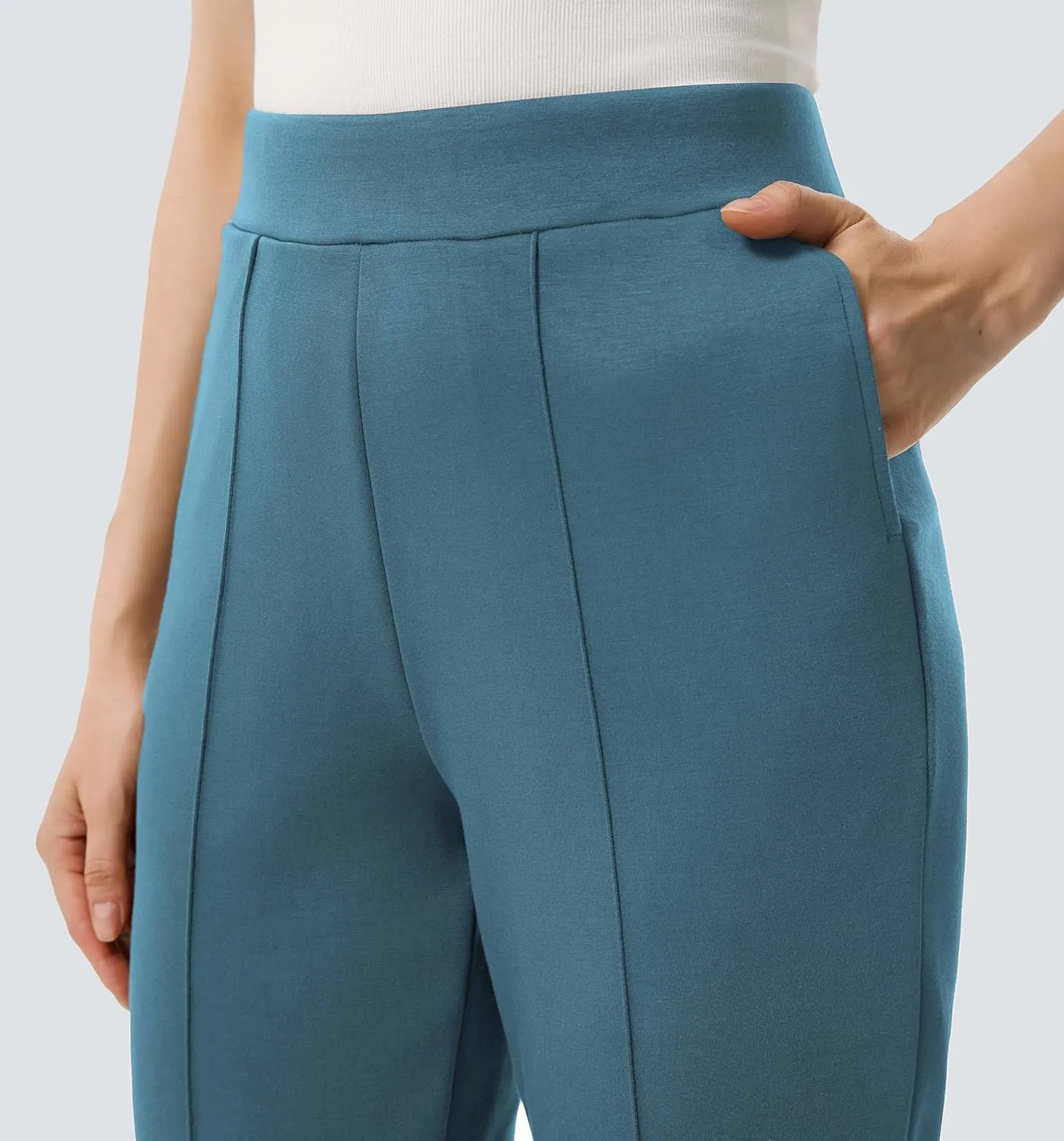 AFITNE Women’s High Waisted Dress Casual Pants Stretchy Pull On Work Business Slacks Comfy Office Trousers with Pockets