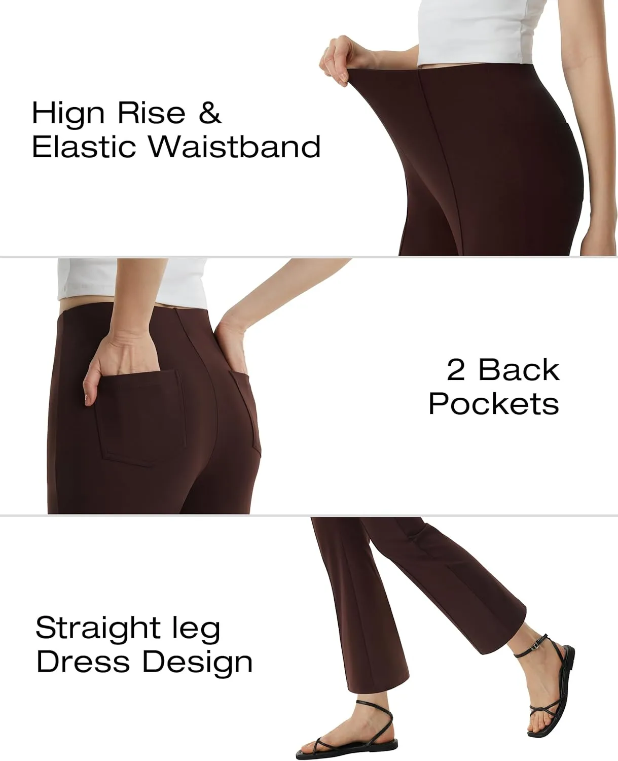 AFITNE Women's Yoga Dress Pants with Pockets Stretchy Pull On High Waisted Cropped Pants Work Casual Ankle Pants