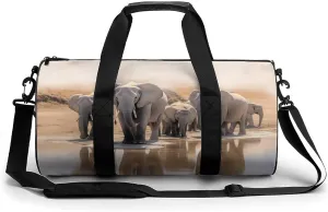 African Elephants Novelty Large Duffel Bag Lightweight Gym Bag Travel Tote Bags